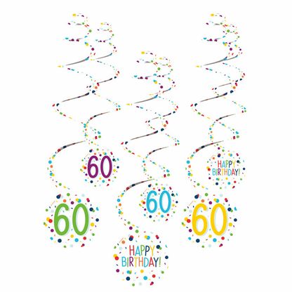 Függő spirális 60. születésnap 6db 61cm